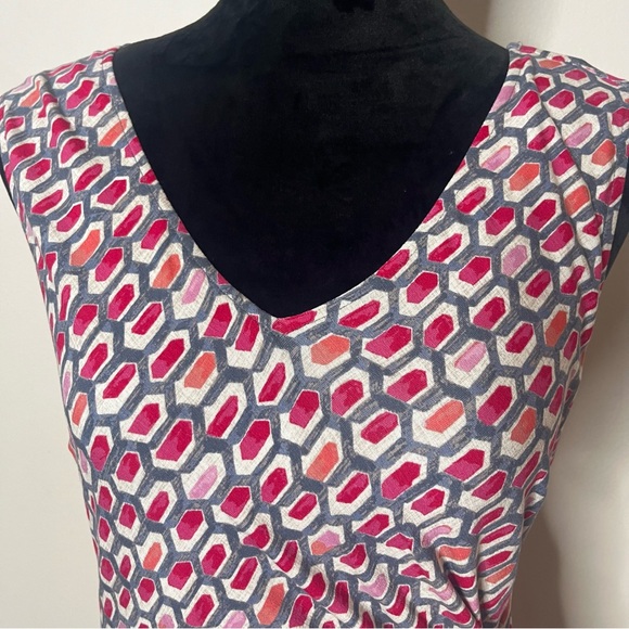 NIC + Zoe Women’s Gray Red Geometric V~Neck Ruched Jersey Knit Sheath Dress PS - Picture 3 of 14